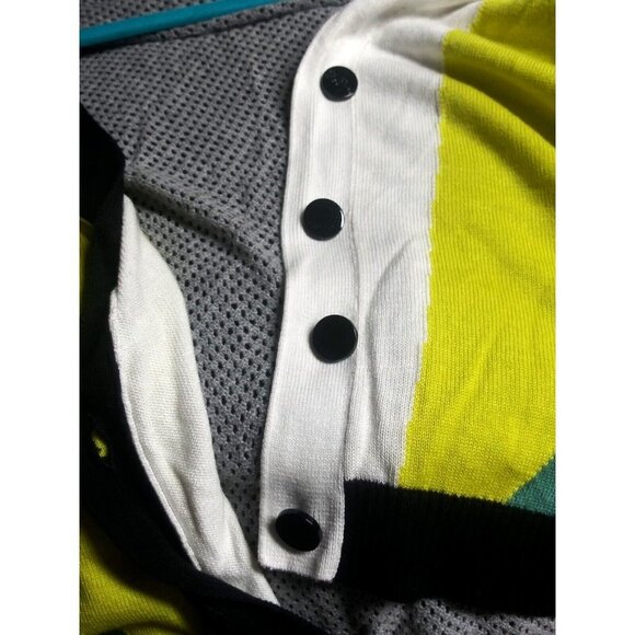 Peter Pilotto Women Cardigan Sweater M Colorblock Multicolor Cotton Blend button - Picture 3 of 8